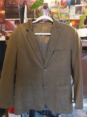 Men's Olive Green Casual Blazer Jacket